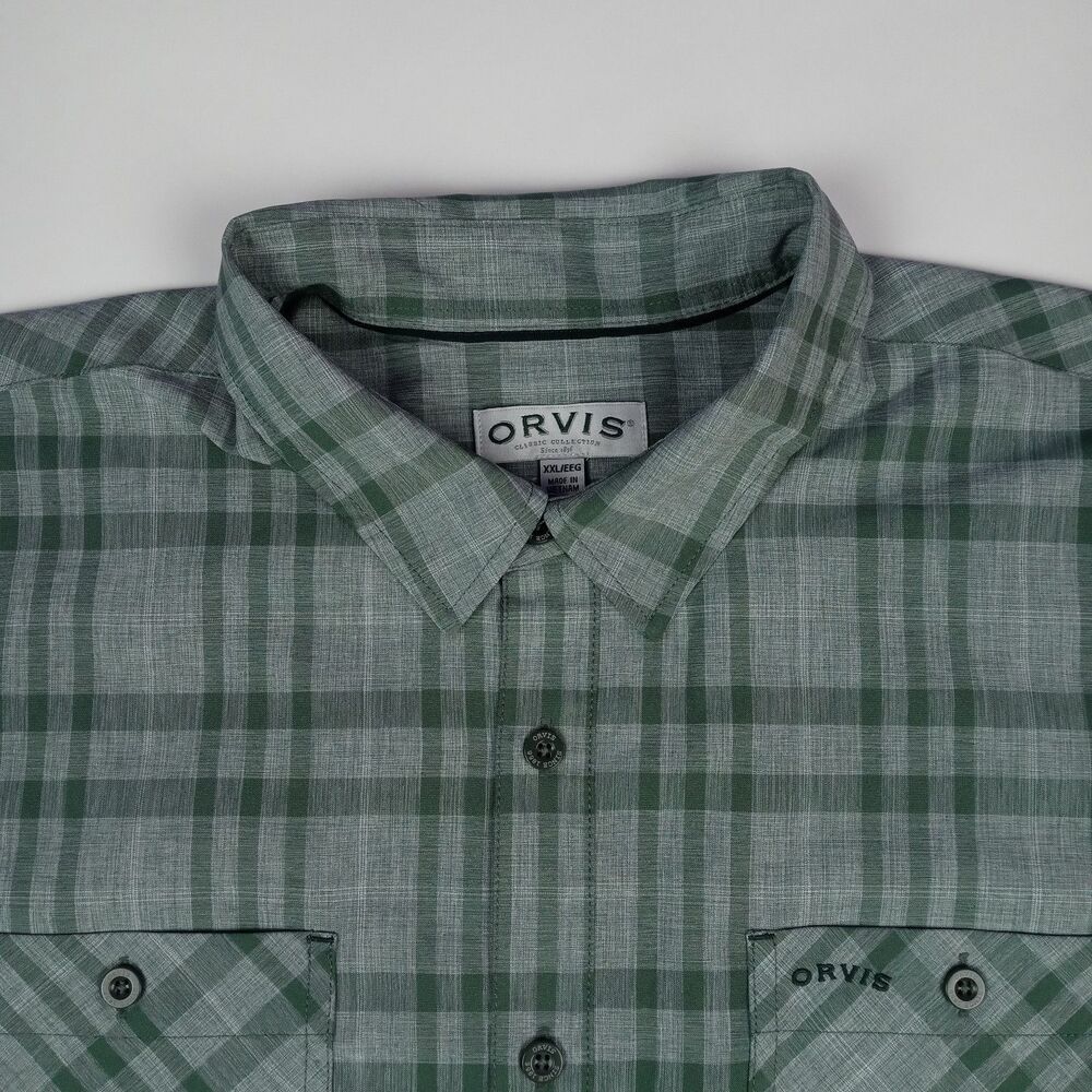 ORVIS Button Up Shirt Short Sleeve Plaid Men's Size 2XL Casual - Picture 3 of 10